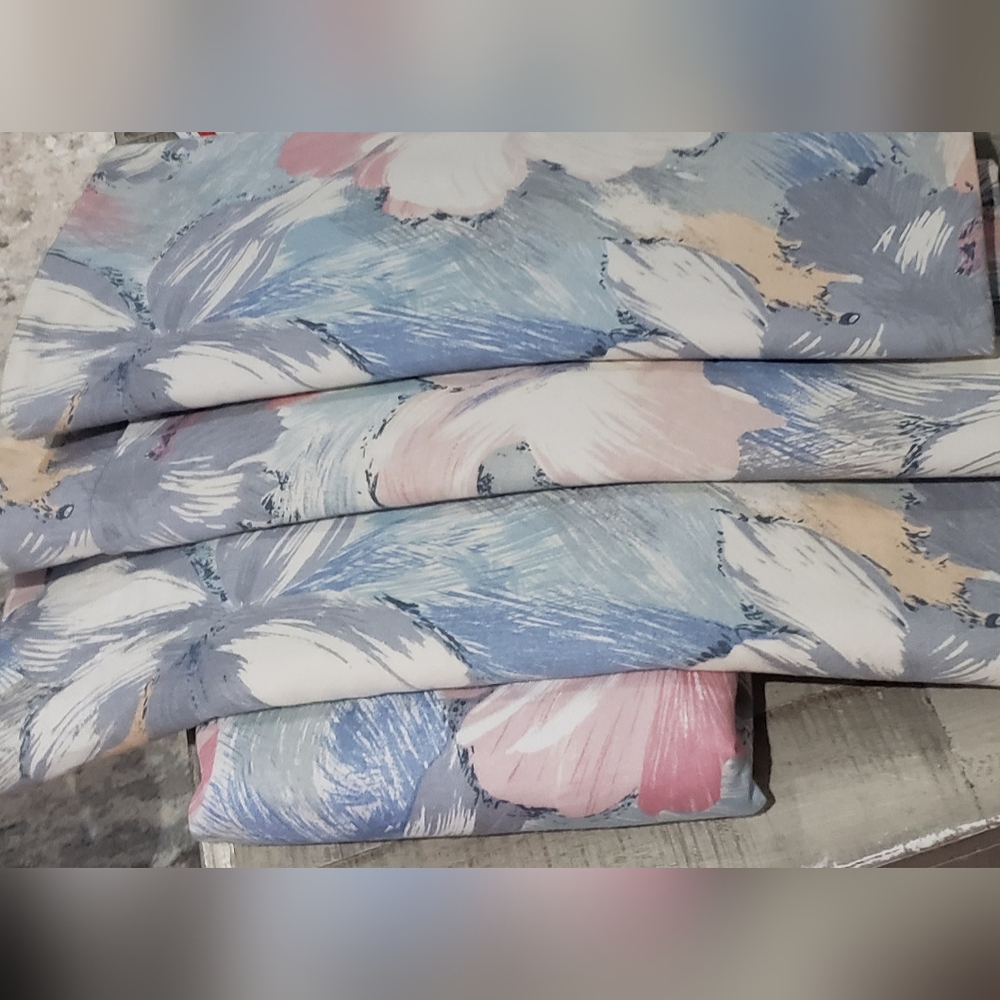 Set of 3 Handmade Pastel Flower Valances + Extra Fabric
